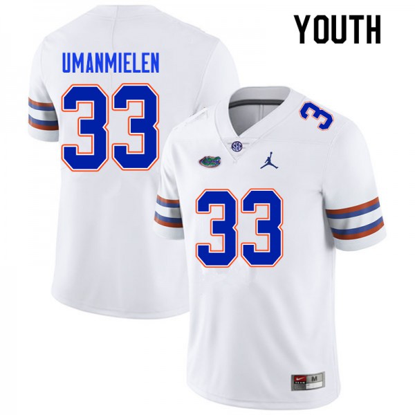 Youth #33 Princely Umanmielen Florida Gators College Football Jerseys White